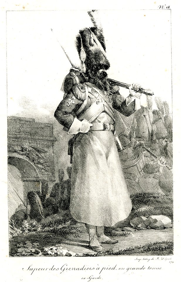 Sapeur des grenadiers à pied, en grande tenue (ex-Garde). (BM 1855,0414.93)
