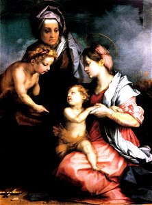 Sarto, Andrea del - Madonna col Bambino, Santa Elisabetta e San Giovannino - 1529. Free illustration for personal and commercial use.