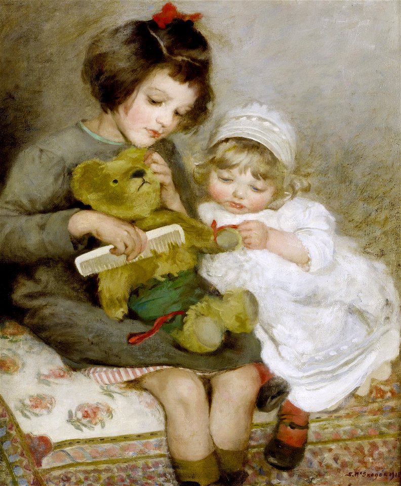 Sarah McGregor Combing Teddy 1918