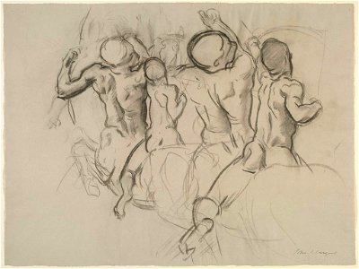 Study for Chiron and Achilles for the Rotunda of the Museum of Fine Arts, Boston by John Singer Sargent, charcoal on paper. Free illustration for personal and commercial use.