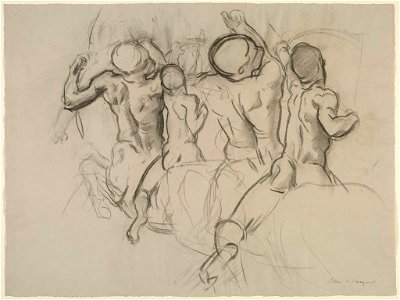 Study for Chiron and Achilles for the Rotunda of the Museum of Fine Arts, Boston by John Singer Sargent, charcoal on paper