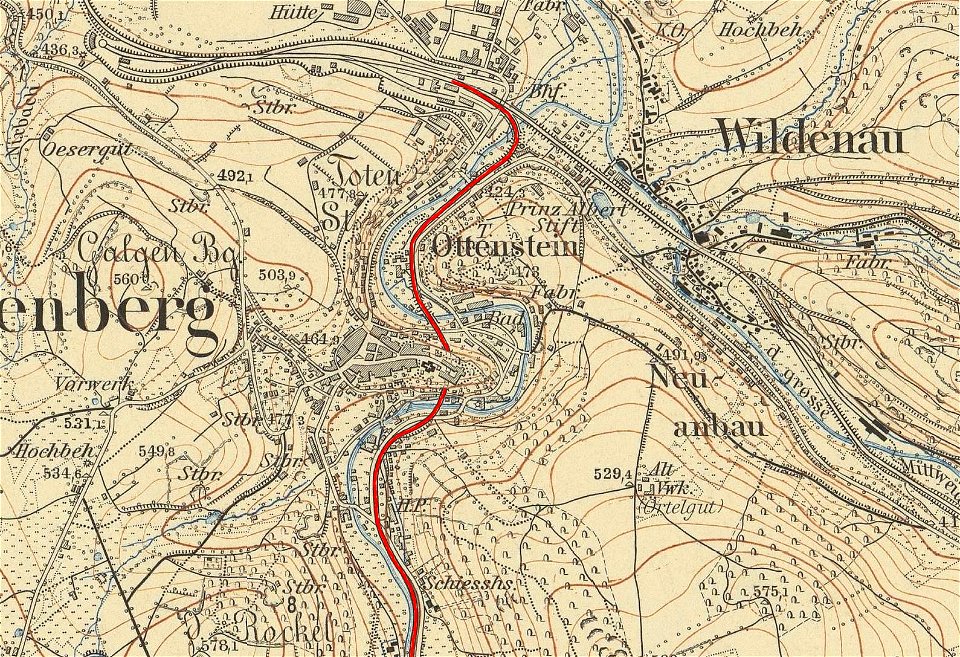 Schwarzenberg Eisenbahntrasse 1908
