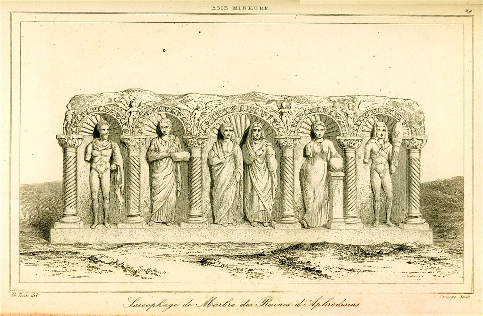 Sarcophage de marbre, des ruines d'Aphrodisias - Texier Charles Félix Marie - 1882