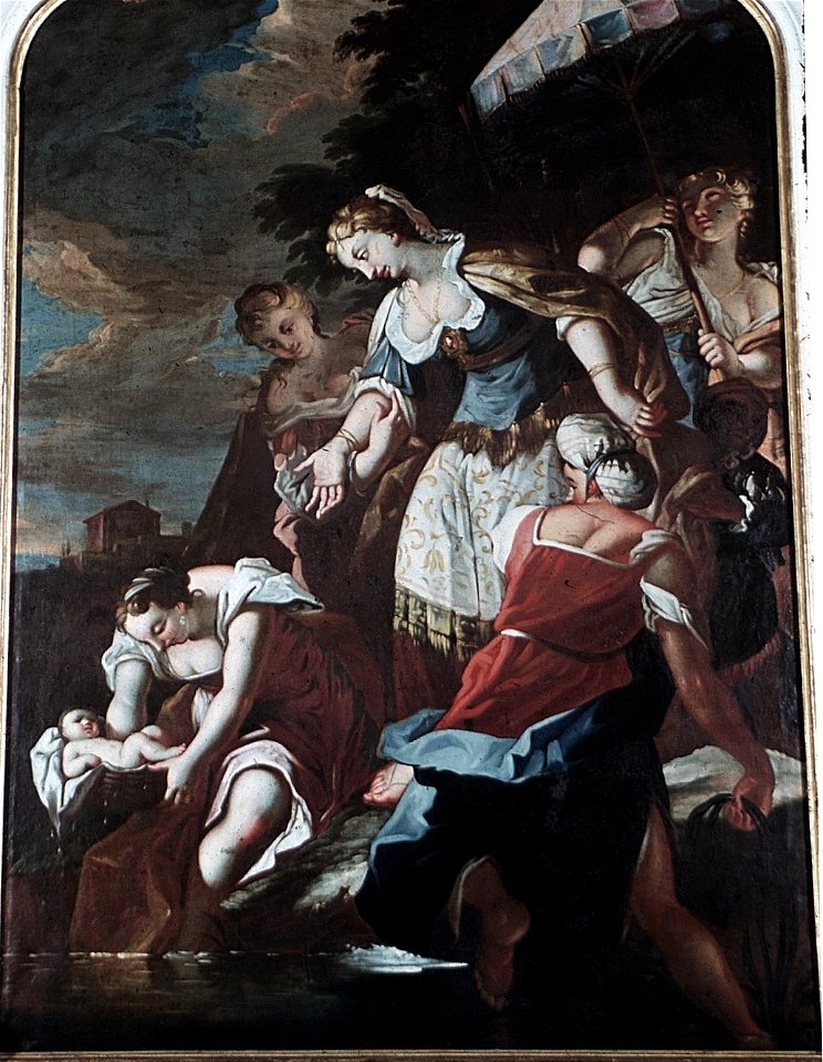 Schwäbisch Hall, Rathaus, Wandbild im Ratssaal Die Rettung des Mose durch die Tochter Pharaos