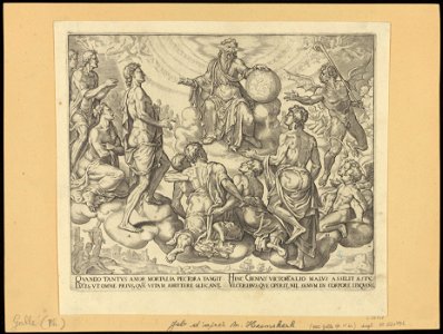 Satan Challenging The Lord to Remove his Protection from Job 1563 print by Maarten van Heemskerck, S.I 55707, Prints Department, Royal Library of Belgium