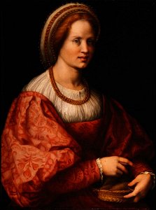 Andrea del Sarto - Portrait of a Woman with a Basket of Spindles - WGA0377. Free illustration for personal and commercial use.