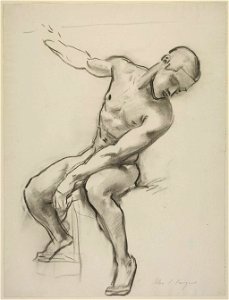 Study of a seated male nude for the Museum of Fine Arts by John Singer Sargent, charcoal on paper II