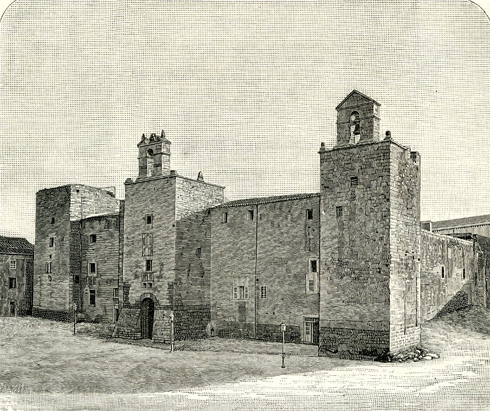 Sassari castello, ora atterrato (xilografia di Barberis 1894)