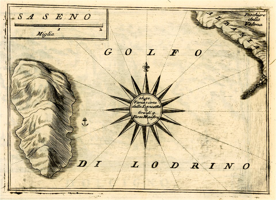 Saseno - Coronelli Vincenzo - 1688