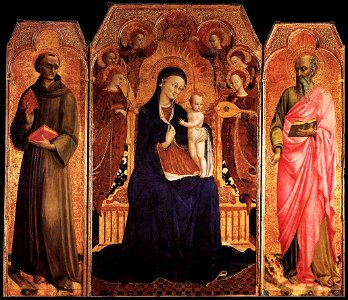 Sassetta - Virgin and Child with Saints - WGA20864. Free illustration for personal and commercial use.