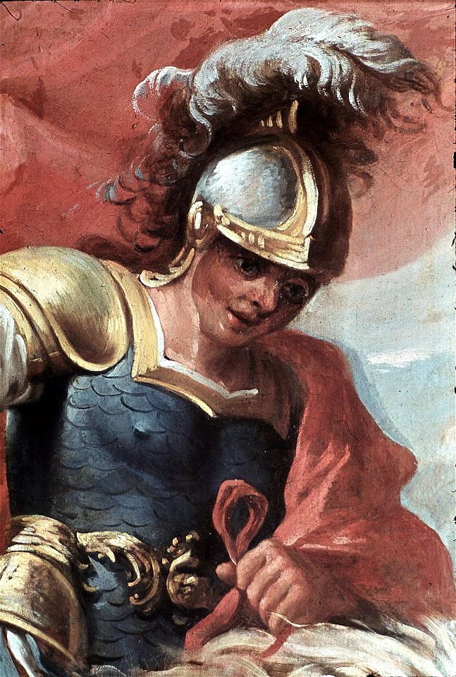 Schwäbisch Hall, Rathaus, Wandbild im Trausaal (Heldensaal) Der Opfertod des Marcus Curtius (Marcus Curtius)