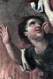 Schwäbisch Hall, Rathaus, Wandbild im Trausaal (Heldensaal) Aeneas rettet seinen Vater Anchises aus dem brennenden Troja (Ausschnitt 3)