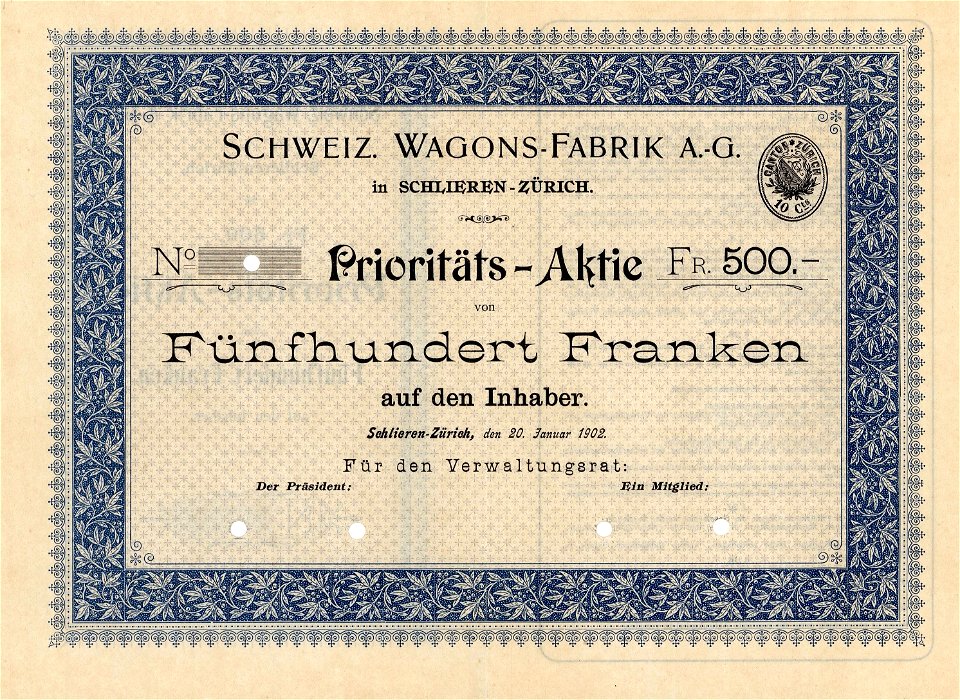 Schweiz Wagons-Fabrik AG 1902