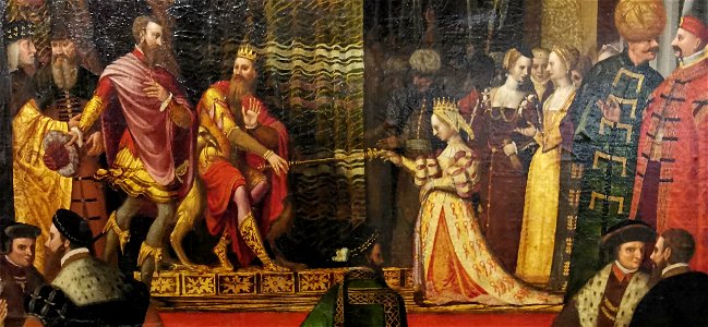 Schöpfer, Hans (attr.) — Esther und Ahasveros — um 1550 60 — Detail Esther und Ahasveros
