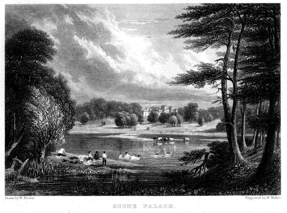 Scone Palace engraving by William Miller after W Brown