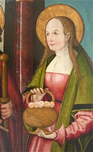 Schweizer Meister Hl Jodokus und Dorothea detail Dorothea