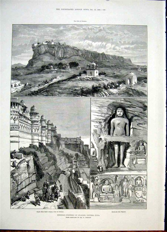 Scindia's Fortress of Gwalior, Central India - ILN 1885