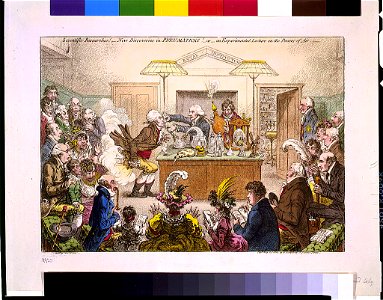 Scientific researches! - New discoveries in pneumaticks! - or - An experimental lecture on the powers of air - -Js. Gillray inv. & fect. LCCN94509819