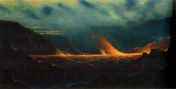 --Eduardo Lefebvre Scovell-- - 'Kilauea', oil on canvas painting by --Eduardo Lefebvre Scovell--, c. 1890