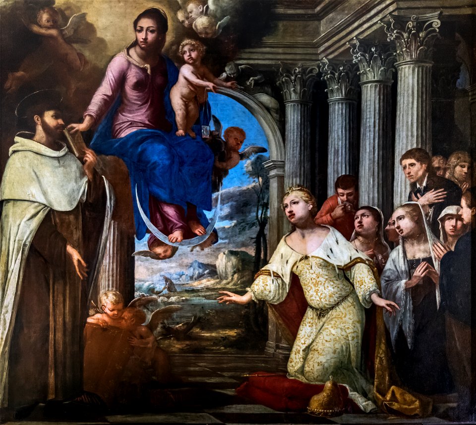 Scuola Grande dei Carmini - Sala dell'Albergo - Allegoria di Venezia nell'abito del doge davanti alla Vergine Maria di Giustino Menescardi