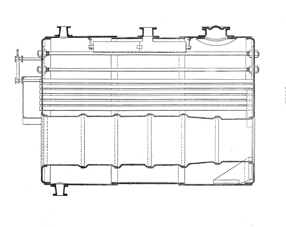 Scotch marine boiler, dryback, section (Rankin Kennedy, Modern Engines, Vol VI)