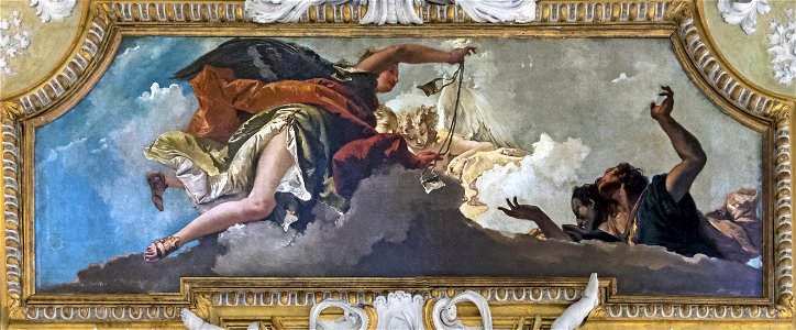 Scuola Grande dei Carmini (Venice) - Sala capitolare - L'angelo vestito di rosso indossa lo scapolare per i fedeli - Giambattista Tiepolo