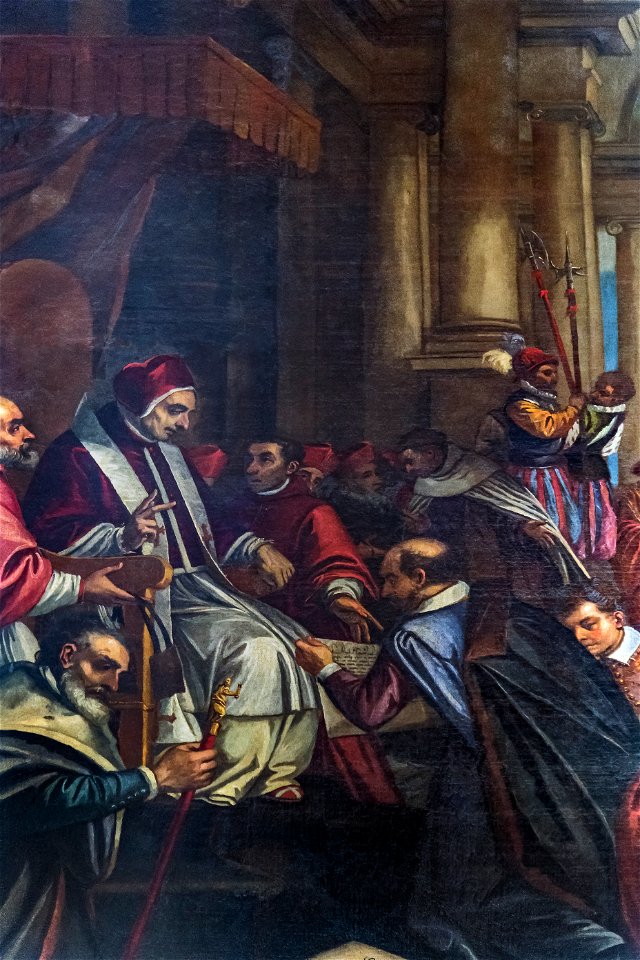 Scuola Grande dei Carmini (Venice) - Sala capitolare - Il Papa Paolo V riceve l'ambasciatore di Spagna - Amedeo Enz