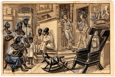 Scène d'ouverture d'une vente publique de nègres Marchant de nègres et son maquignon, da Coleção Brasiliana Iconográfica
