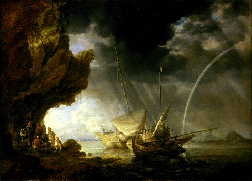 Seascape with Sailors Sheltering from a Rainstorm RMG BHC0759