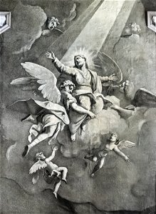 Scuola Grande dei Carmini - Cappella della Madonna del Carmelo - L'assunzione di Maria - Niccolò Bambini. Free illustration for personal and commercial use.