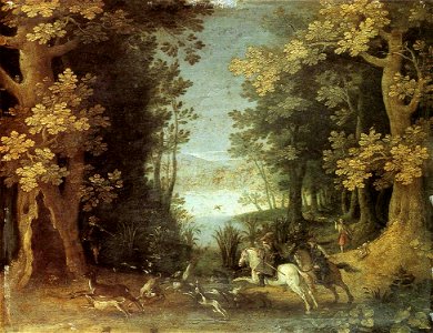 Sebastiaan Vrancx - Landscape with a Deer Hunt - WGA25382