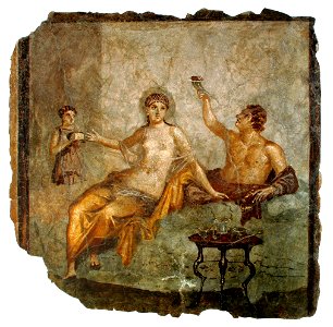 Scène de banquet, fresque, Herculanum