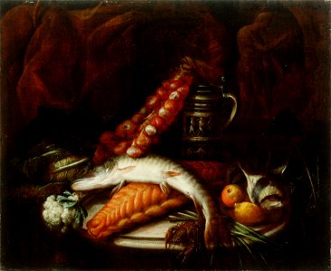 Sebastian Stoskopff - Ščuka, čebula in vrč