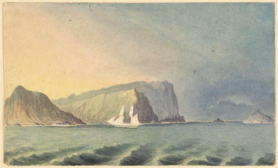 SE. point of the island Oahu, Sandwich Ids, 1855, watercolour by James Gay Sawkins