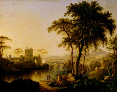 Sebastian Pether (1790-1844) - A River Landscape with a Castle at Sunrise - 719393 - National Trust