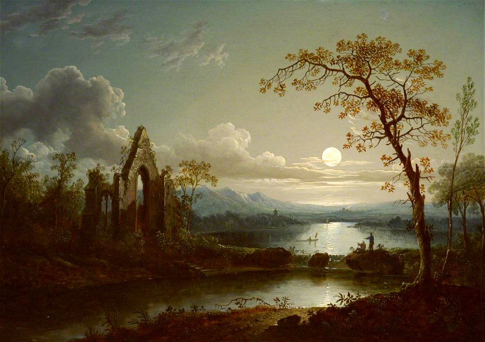 Sebastian Pether (1790-1844) - Moonlit Landscape with a Gothic Ruin - 1449048 - National Trust