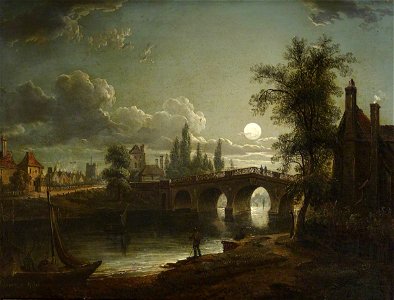 Sebastian Pether (1790-1844) - Chertsey Bridge by Moonlight - 515537 - National Trust