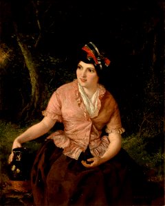 Seated Woman with Jug-William Powell Frith. Free illustration for personal and commercial use.