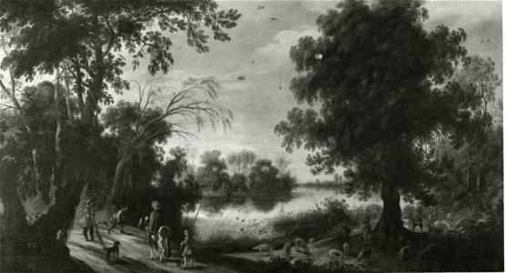 Sebastiaan Vrancx - Boslandschap met zicht op een meer - P001383 - Museo del Prado