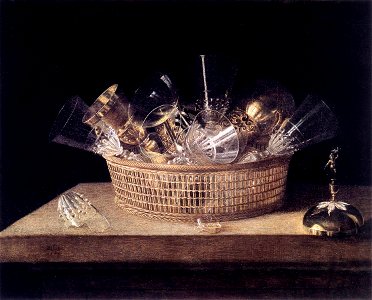Sebastian Stoskopff - Still-Life of Glasses in a Basket - WGA21831