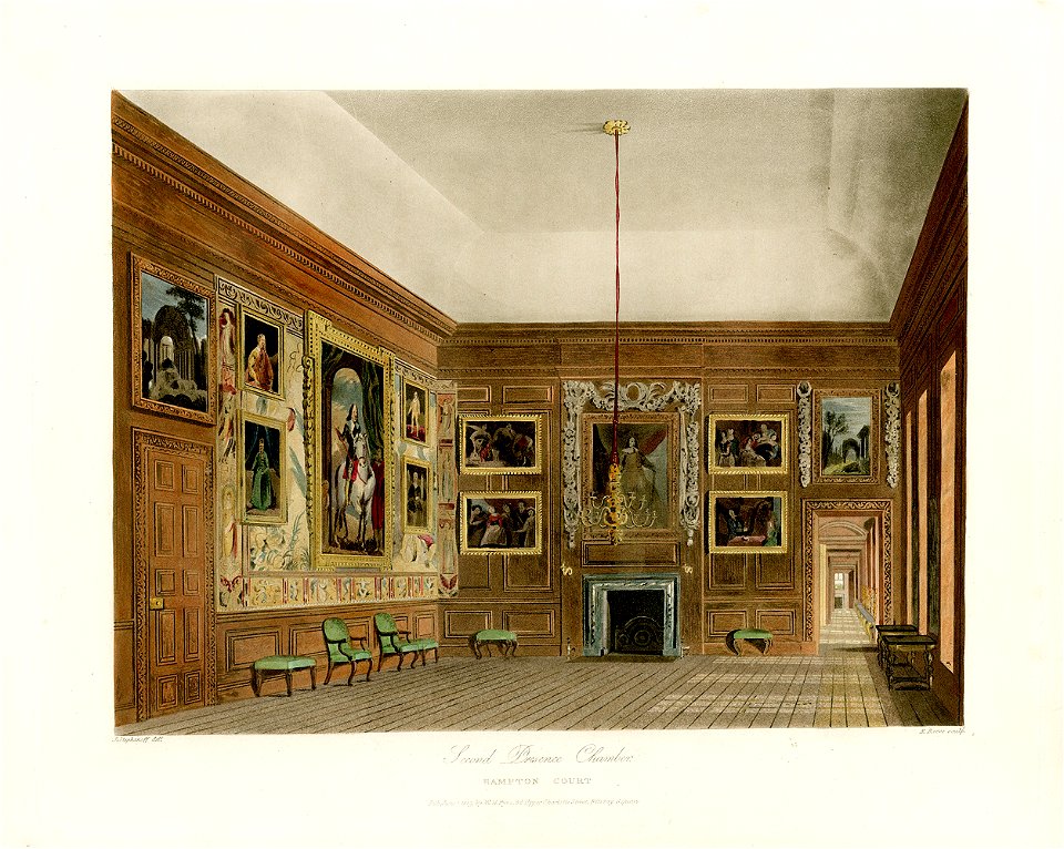 Second Presence Chamber, Hampton Court, from Pyne's Royal Residences, 1819 - panteek pyn101-462