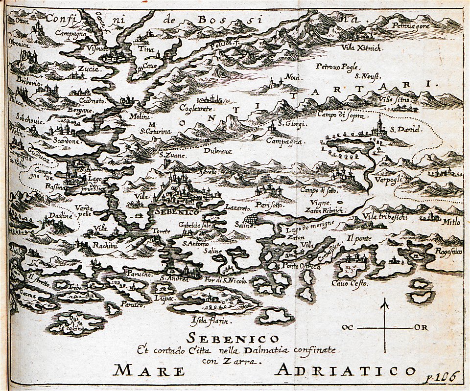 Sebenico et contado citta nella Dalmatia confinate con Zarra - Sandrart Jacob Von - 1686