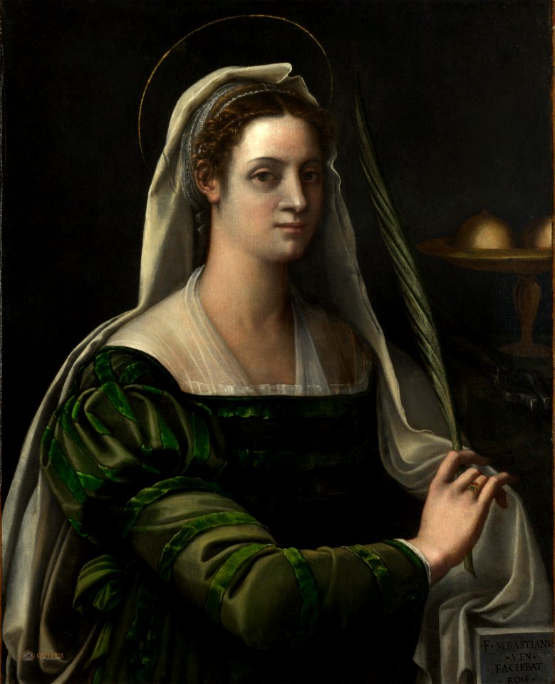 Sebastiano del Piombo, Portrait of a Lady with the Attributes of Saint Agatha