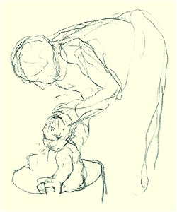 Segantini - Madre che lava il bambino, 1886-1887. Free illustration for personal and commercial use.