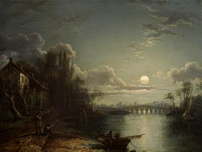 Sebastian Pether (1790-1844) - Walton Bridge by Moonlight - 515686 - National Trust