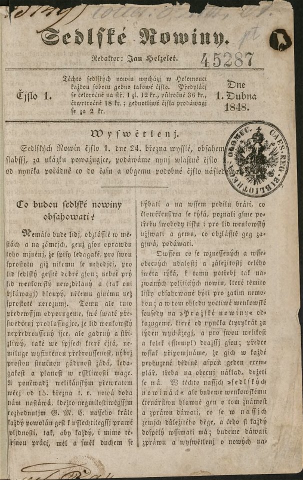 Sedlské noviny - ročník 1