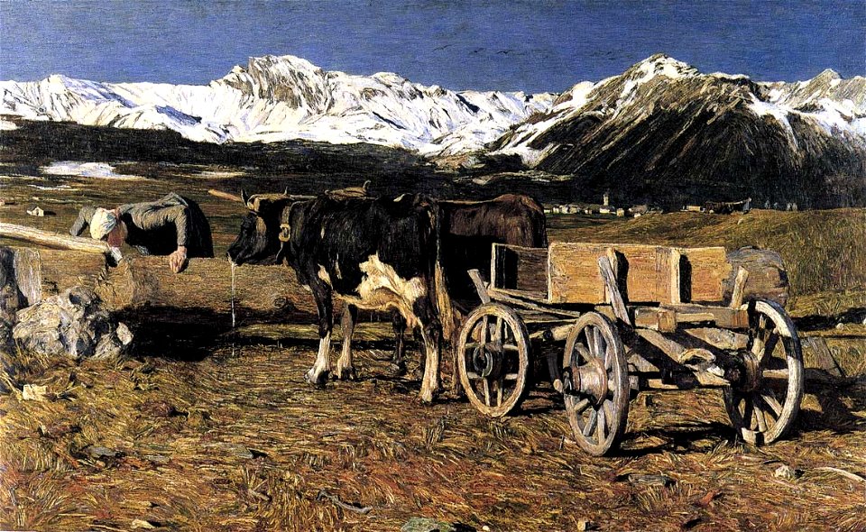 Segantini Kühe an der Tränke 1888
