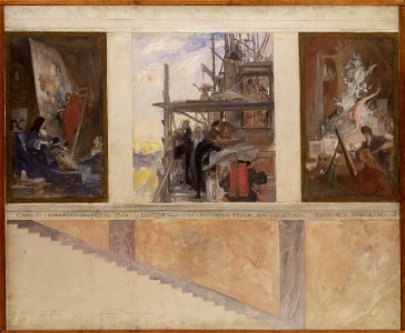 Second Proposed Decoration of the Walls in the Lower Hall of the Nationalmuseum (Carl Larsson) - Nationalmuseum - 21053