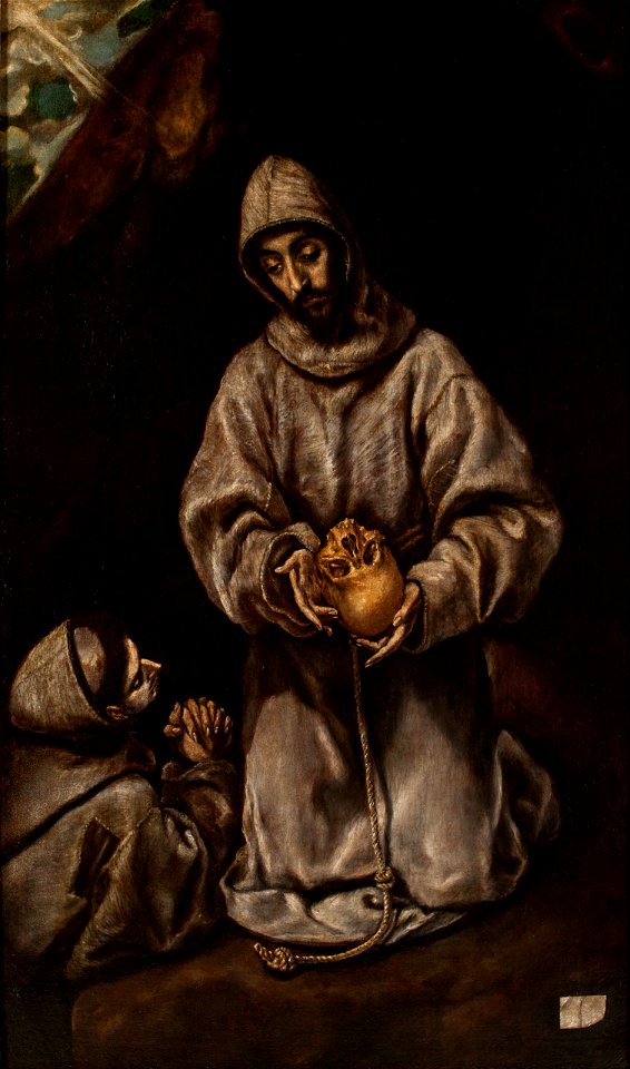 Seguidor del Greco - St Francis and Brother Leo Meditating on Death - Google Art Project