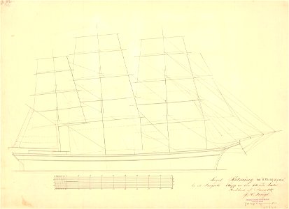 Segelritning till ett fregattskepp Krusebjörn, Sjöhistoriska museet SR 2515 2
